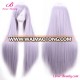 Grey high temperature fiber 36 inch long straight lace wig